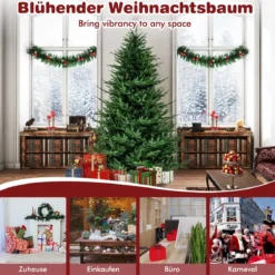 210 cm Künstlicher Weihnachtsbaum beleuchtet aufklappbarer Christbaum mit 8 Lichtmodi Kunstbaum Weihnachten Grün