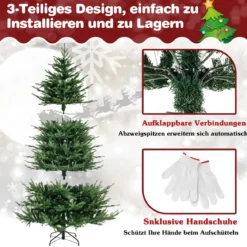 210 cm Künstlicher Weihnachtsbaum beleuchtet aufklappbarer Christbaum mit 8 Lichtmodi Kunstbaum Weihnachten Grün