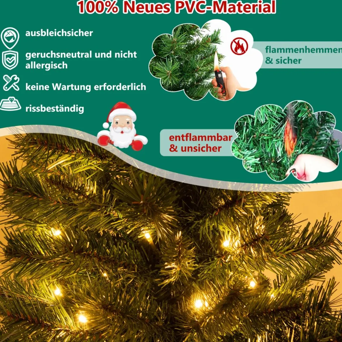 120 cm Künstlicher Weihnachtsbaum im Topf mit Beleuchtung & Timer Tannenbaum Topfbaum