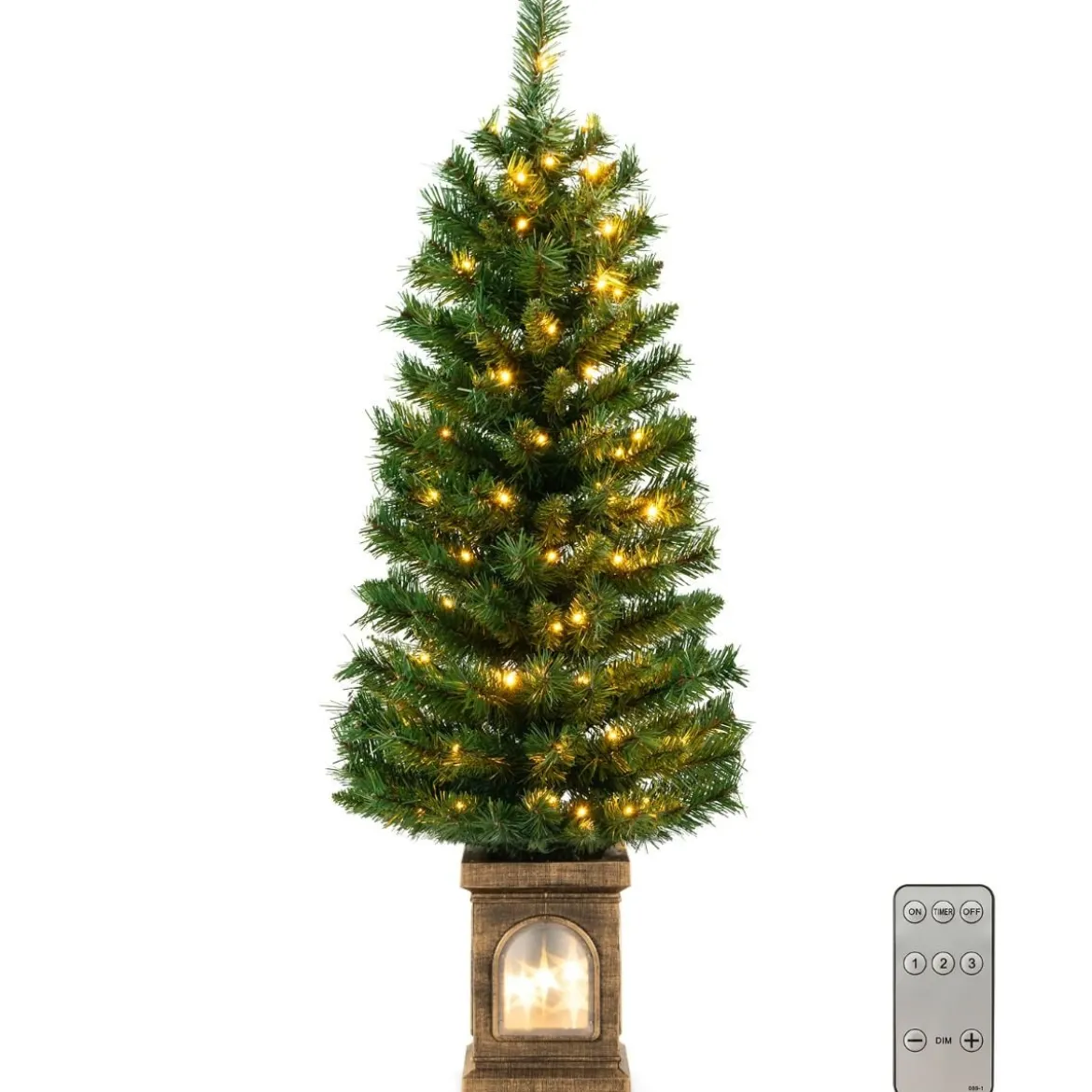 120 cm Künstlicher Weihnachtsbaum im Topf mit Beleuchtung & Timer Tannenbaum Topfbaum