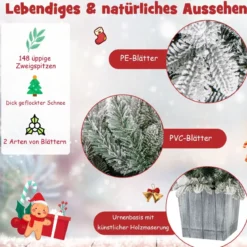 100cm Künstlicher Weihnachtsbaum beflockter Tannenbaum mit 80 mehrfarbigen LED-Lichtern
