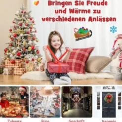100cm Künstlicher Weihnachtsbaum beflockter Tannenbaum mit 80 mehrfarbigen LED-Lichtern