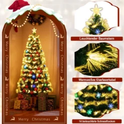 150 cm Künstlicher Weihnachtsbaum mit Beleuchtung & Sternspitze Mini Tannenbaum Christbaum