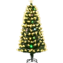 150 cm Künstlicher Weihnachtsbaum mit Beleuchtung & Sternspitze Mini Tannenbaum Christbaum
