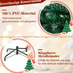 150 cm Künstlicher Weihnachtsbaum mit Beleuchtung & Sternspitze Mini Tannenbaum Christbaum