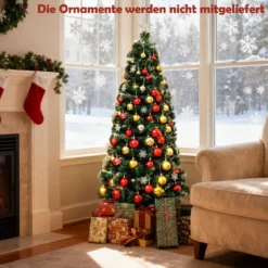 150 cm Künstlicher Weihnachtsbaum mit Beleuchtung & Sternspitze Mini Tannenbaum Christbaum