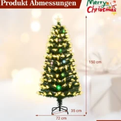 150 cm Künstlicher Weihnachtsbaum mit Beleuchtung & Sternspitze Mini Tannenbaum Christbaum