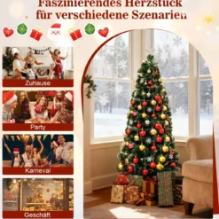 150 cm Künstlicher Weihnachtsbaum mit Beleuchtung & Sternspitze Mini Tannenbaum Christbaum