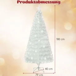 120 / 150 / 180 / 210cm Künstlicher Weihnachtsbaum mit Bunten LED-Lichtern & Glasfaser & Sternspitze Weiß