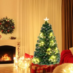 120 / 150 / 180 cm Künstlicher Weihnachtsbaum aus Glasfaser mit Beleuchtung Tannenbaum