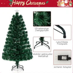 120 / 150 / 180 cm Künstlicher Weihnachtsbaum aus Glasfaser mit Beleuchtung Tannenbaum
