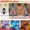 120 cm Künstlicher Weihnachtsbaum im Topf mit 100 Mehrfarbige & Warmweiße Dimmbare Lichter & Schnee