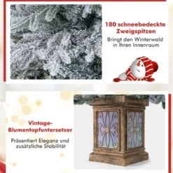 120 cm Künstlicher Weihnachtsbaum im Topf mit 100 Mehrfarbige & Warmweiße Dimmbare Lichter & Schnee