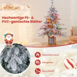 120 cm Künstlicher Weihnachtsbaum im Topf mit 100 Mehrfarbige & Warmweiße Dimmbare Lichter & Schnee