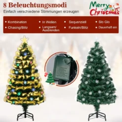 120 cm Künstlicher Weihnachtsbaum mit Beleuchtung & Sternspitze Mini Tannenbaum Christbaum