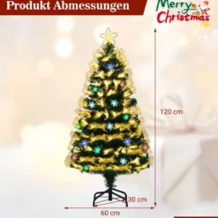 120 cm Künstlicher Weihnachtsbaum mit Beleuchtung & Sternspitze Mini Tannenbaum Christbaum