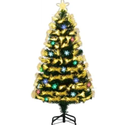 120 cm Künstlicher Weihnachtsbaum mit Beleuchtung & Sternspitze Mini Tannenbaum Christbaum