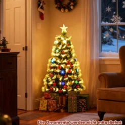 120 cm Künstlicher Weihnachtsbaum mit Beleuchtung & Sternspitze Mini Tannenbaum Christbaum