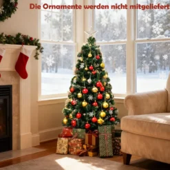 120 cm Künstlicher Weihnachtsbaum mit Beleuchtung & Sternspitze Mini Tannenbaum Christbaum