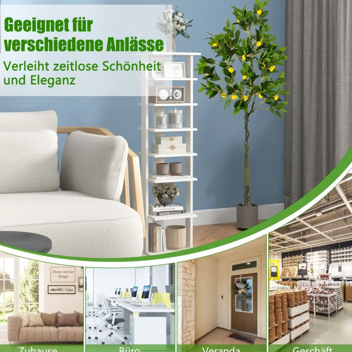 160 cm Künstlicher Zitronenbaum in realistischer Optik mit Topf & 27 Zitronen Limonenbaum Kunstpflanze