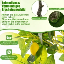 160 cm Künstlicher Zitronenbaum in realistischer Optik mit Topf & 27 Zitronen Limonenbaum Kunstpflanze