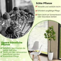 160 cm Künstlicher Zitronenbaum in realistischer Optik mit Topf & 27 Zitronen Limonenbaum Kunstpflanze