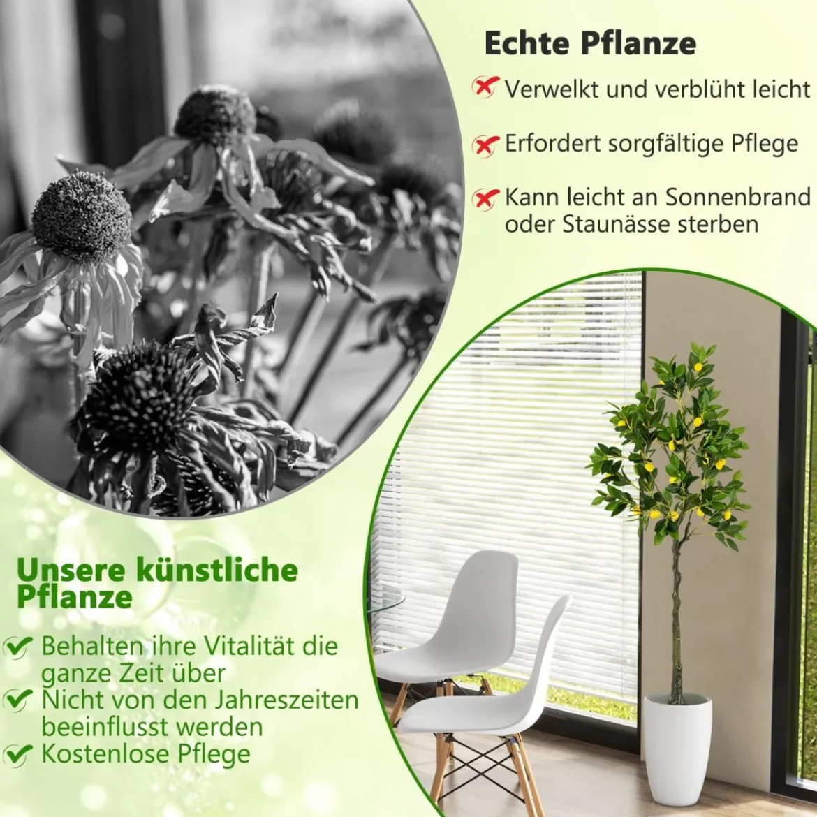 160 cm Künstlicher Zitronenbaum in realistischer Optik mit Topf & 27 Zitronen Limonenbaum Kunstpflanze