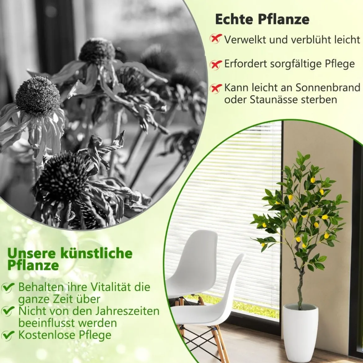 120 cm Künstlicher Zitronenbaum mit Topf & 18 Zitronen Limonenbaum Kunstpflanze Zitruspflanze