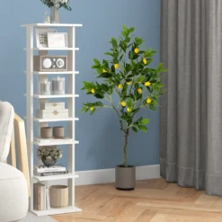 120 cm Künstlicher Zitronenbaum mit Topf & 18 Zitronen Limonenbaum Kunstpflanze Zitruspflanze