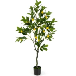 120 cm Künstlicher Zitronenbaum mit Topf & 18 Zitronen Limonenbaum Kunstpflanze Zitruspflanze