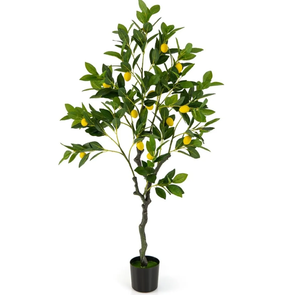 120 cm Künstlicher Zitronenbaum mit Topf & 18 Zitronen Limonenbaum Kunstpflanze Zitruspflanze