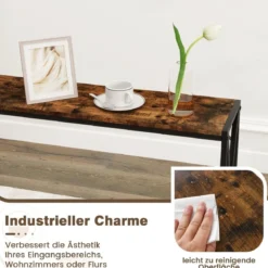 120 cm Konsolentisch Eingangstisch schmal Sofatisch mit geometrischem Metallrahmen