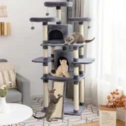 170cm Kratzbaum Kletterbaum Katzenbaum Katzenkratzbaum Kratzmöbel Kratzstämme Höhle mit Spielbälle