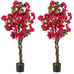 120 cm Kunstbaum mit Blüten im Topf Künstlicher Bougainvillea Baum Künstliche Pflanzen