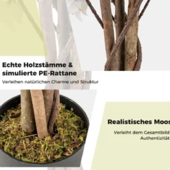 120 cm Kunstbaum mit Blüten im Topf Künstlicher Bougainvillea Baum Künstliche Pflanzen