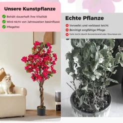 120 cm Kunstbaum mit Blüten im Topf Künstlicher Bougainvillea Baum Künstliche Pflanzen