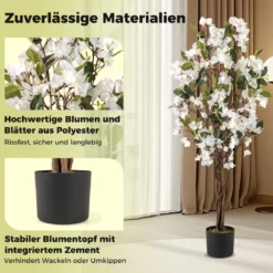 120 cm Kunstbaum mit Blüten im Topf Künstlicher Bougainvillea Baum Künstliche Pflanzen