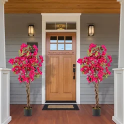 120 cm Kunstbaum mit Blüten im Topf Künstlicher Bougainvillea Baum Künstliche Pflanzen