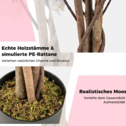 120 cm Kunstbaum mit Blüten im Topf Künstlicher Bougainvillea Baum Künstliche Pflanzen