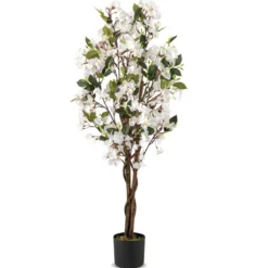 120 cm Kunstbaum mit Blüten im Topf Künstlicher Bougainvillea Baum Künstliche Pflanzen