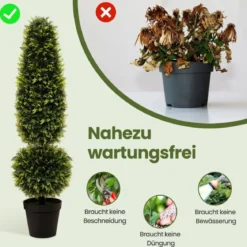 120 cm Kunstpflanze Kunstbaum mit Topf Topfpflanze Buchsbaum Formschnitt Grün