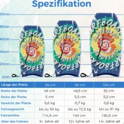 104 cm Langes Bodyboard für Kinder mit EPS Kern & XPE Deck & HDPE Unterseite Surfbrett Wirbelmuster