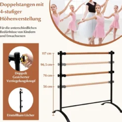 120 cm lange tragbare Ballettausrüstung freistehende Doppel-Ballettstange höhenverstellbare Stange