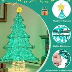 123 cm LED Künstlicher Weihnachtsbaum mit Lichterkette & Stern mit Lichterkette & Stern