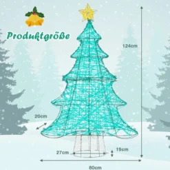 123 cm LED Künstlicher Weihnachtsbaum mit Lichterkette & Stern mit Lichterkette & Stern
