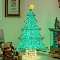 123 cm LED Künstlicher Weihnachtsbaum mit Lichterkette & Stern mit Lichterkette & Stern