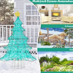 123 cm LED Künstlicher Weihnachtsbaum mit Lichterkette & Stern mit Lichterkette & Stern