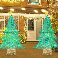123 cm LED Künstlicher Weihnachtsbaum mit Lichterkette & Stern mit Lichterkette & Stern