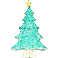 123 cm LED Künstlicher Weihnachtsbaum mit Lichterkette & Stern mit Lichterkette & Stern