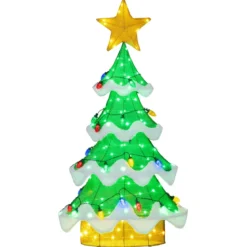 130 cm LED Weihnachtsbaum mit LED-Lichern & Stern & Erdbeerförmigen Glühbirnen